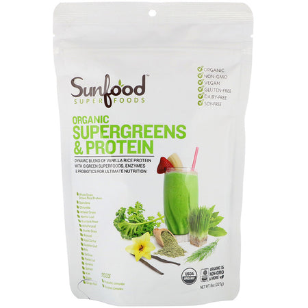 Sunfood - Supergreens & Protein - 8oz