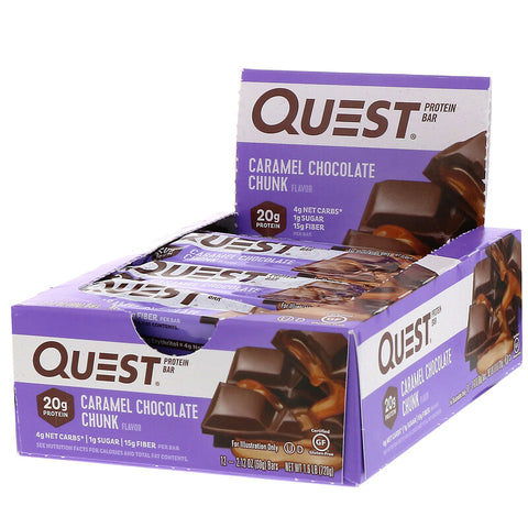 Quest Nutrition - Protein Bar, Caramel Chocolate Chunk, 12 Bars, 2.12 oz (60 g) Each
