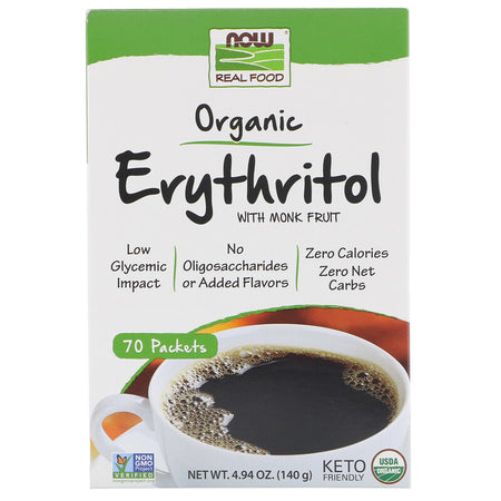 Now Foods - Real Food, Organic Erythritol with Monk Fruit, 70 Packets