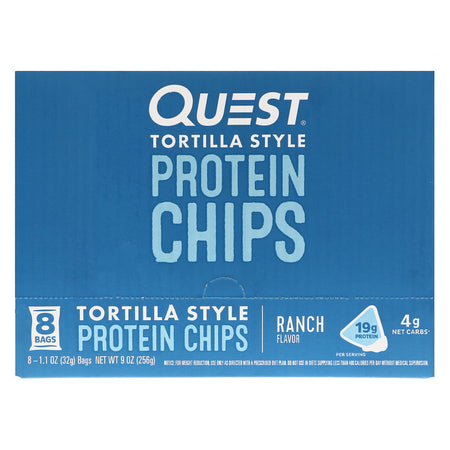 Quest Nutrition - Tortilla Style Protein Chips, Ranch, 8 Bags, 1.1 oz (32 g ) Each