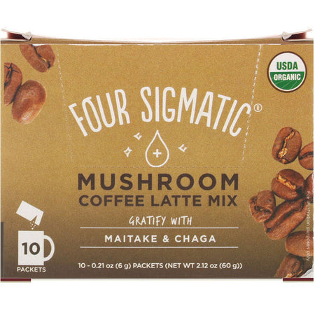 Four Sigmatic - Mushrooms Coffee Latte Mix, 10 Packets, 0.21 oz (6 g) Each