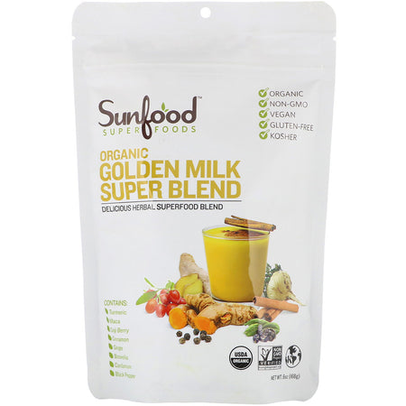 Sunfood - Organic Golden Milk Super Blend Powder, 6 oz (168 g)