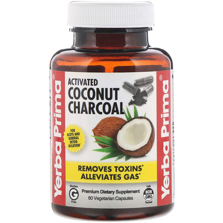 Yerba Prima - Activated Coconut Charcoal, 60 Vegetarian Capsules