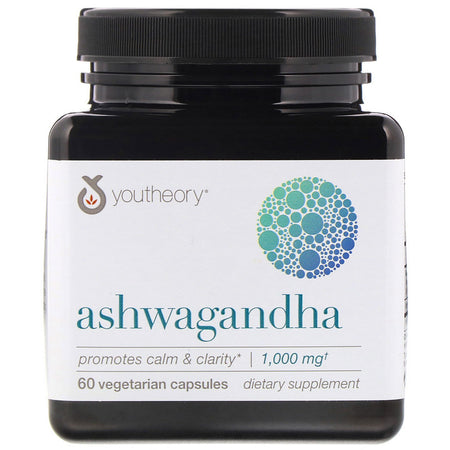 Youtheory - Ashwagandha, 1,000 mg, 60 Vegetarian Capsules