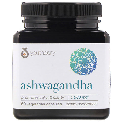 Youtheory - Ashwagandha, 1,000 mg, 60 Vegetarian Capsules