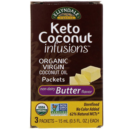 Now Foods - Ellyndale Naturals, Keto Coconut Infusions, Non-Dairy Butter Flavor, 3 Pack, 0.5 fl oz (15 ml) Each