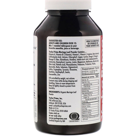 Yerba Prima - Organic Moringa Powder - 10 Oz Powder
