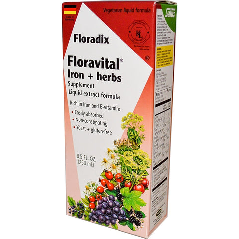 Flora - Floradix, Floravital Iron + Herbs Supplement, Liquid Extract Formula, 8.5 fl oz (250 ml)