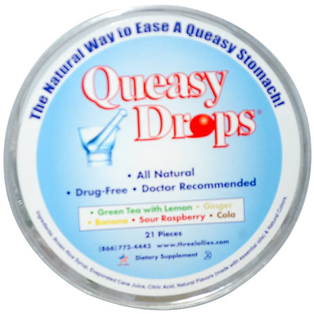 Three Lollies - Queasy Drops, 5 Flavors - 21 Pieces