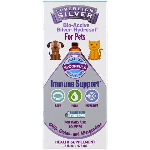 Sovereign Silver - Bio-Active Silver Hydrosol, For Pets, Immune Support, 16 fl oz (473 ml)