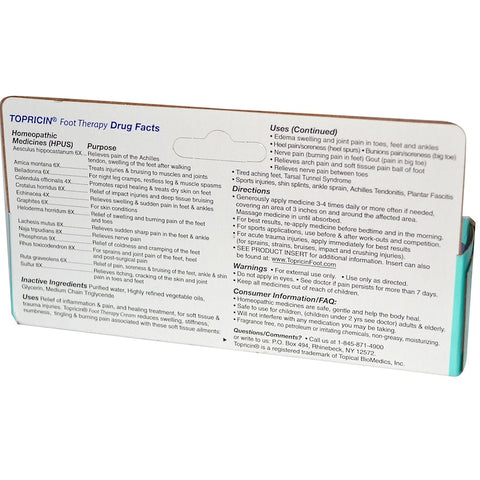 Topricin Foot Therapy Cream, Pain Relief and Healing Cream, 2 oz