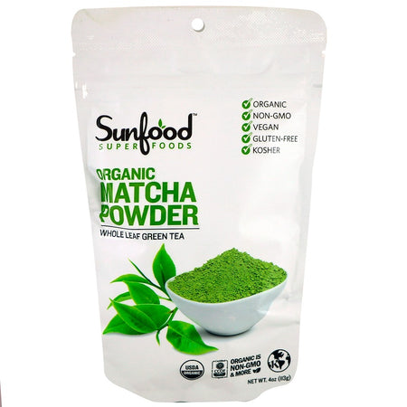 Sunfood - Organic Matcha Powder, Whole Leaf Green Tea, 4 oz (113 g)