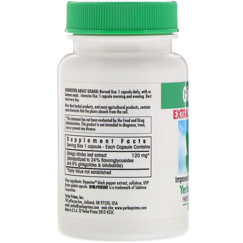 Yerba Prima - Ginkgo Extra Strength - 50 Capsules