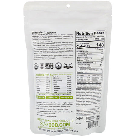 Sunfood - Supergreens & Protein - 8oz