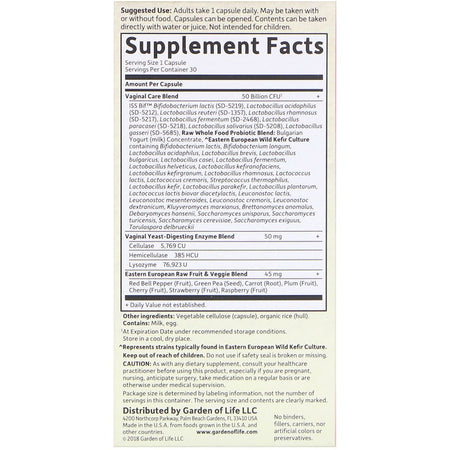Garden Of Life - Raw Probiotics Vaginal Care, 30 Vegetarian Capsules
