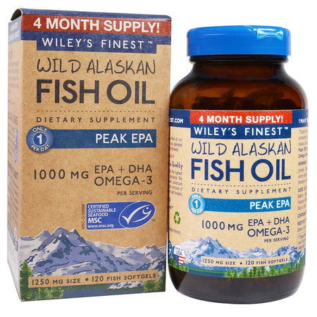 Wiley's Finest, Wild Alaskan Fish Oil, Peak EPA, 1250 mg, 120 Fish Softgels