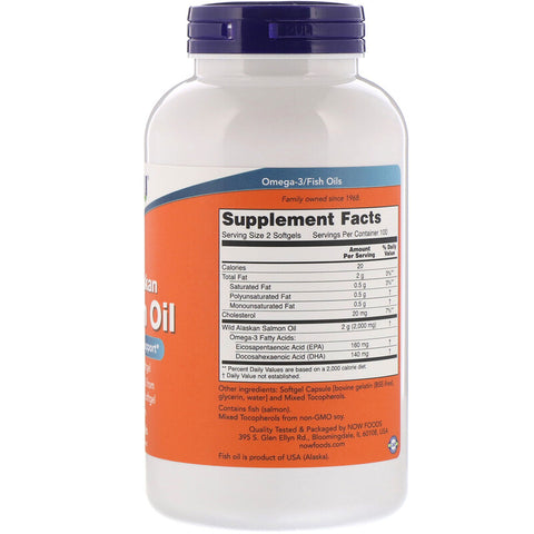 Now Foods - Wild Alaskan Salmon Oil, 1000 mg, 200 Softgels
