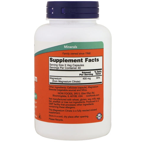 Now Foods - MAGNESIUM CITRATE - 120 Veg Capsules