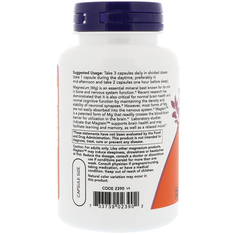 Now Foods - Magtein, Magnesium L-Threonate, 90 Veg Capsules