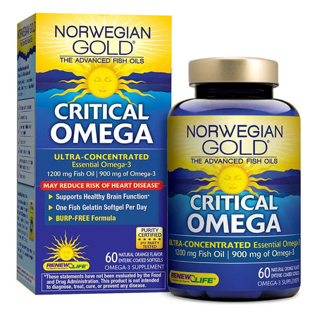ReNew Life - Critical Omega, Ultra-Concentrated, Natural Orange Flavor, 30 Enteric-Coated Softgels