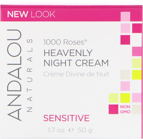 Andalou Naturals - 1000 Roses, Heavenly Night Cream, Sensitive, 1.7 fl oz (50 ml)