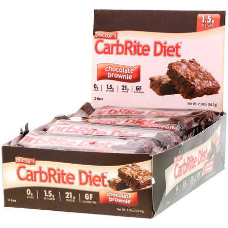 Universal Nutrition, Doctor's CarbRite Diet, Chocolate Brownie, 12 Bars, 2.00 oz (56.7 g) Each