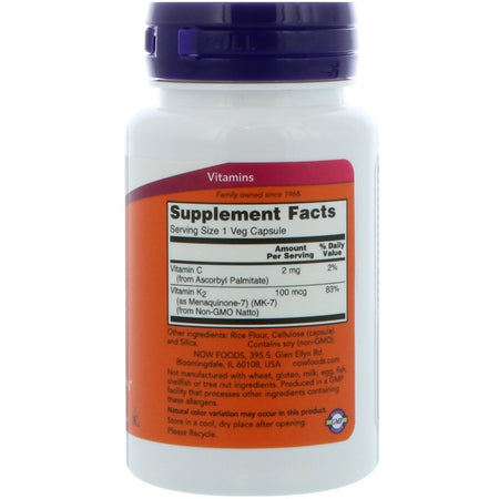 Now Foods - VITAMIN K-2 (MK7) 100 Mcg - 60 Capsules