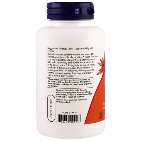 Now Foods - BIOTIN 5,000 mcg, 120 Veg Capsules