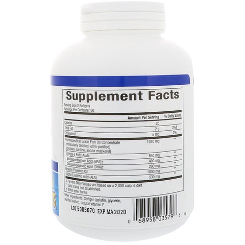 Natural Factors - RxOmega-3 & Flax Oil,  - 120 Softgels