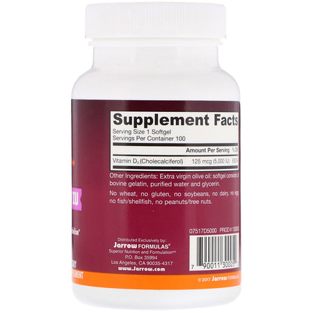 Jarrow - Vitamin D3 5000 IU - 100 Softgels