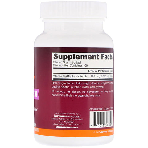Jarrow - Vitamin D3 5000 IU - 100 Softgels