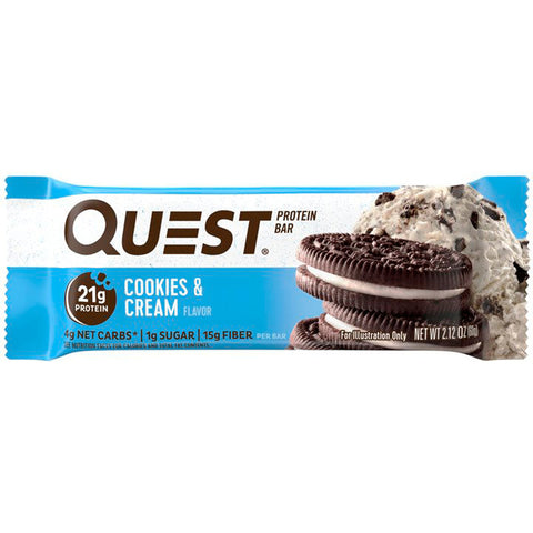 Quest Nutrition - Protein Bar, Cookies & Cream, 12 Bars, 2.12 oz (60 g) Each