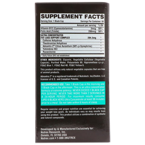 Nutrex Research - Lipo-6 Black Hers, Ultra Concentrate, 60 Black-Caps