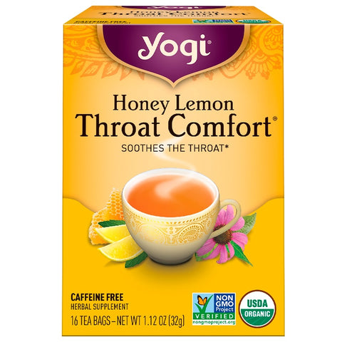 Yogi Tea - Throat Comfort, Honey Lemon, Caffeine Free, 16 Tea Bags, 1.12 oz (32 g)