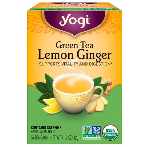 Yogi Tea - Organic Green Tea, Lemon Ginger, 16 Tea Bags, 1.12 oz (32 g)