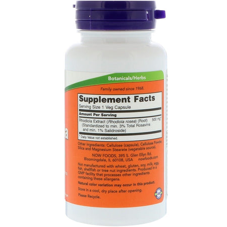 Now Foods - RHODIOLA 500 mg EXTRACT 3%  - 60 Veg Capsules