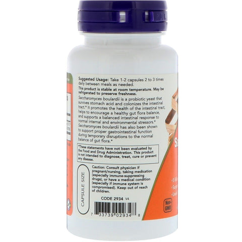 Now Foods - Saccharomyces Boulardii, Gastrointestinal Support, 60 Veg Capsules
