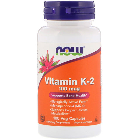 Now Foods - Vitamin K-2, 100 mcg, 100 Veg Capsules