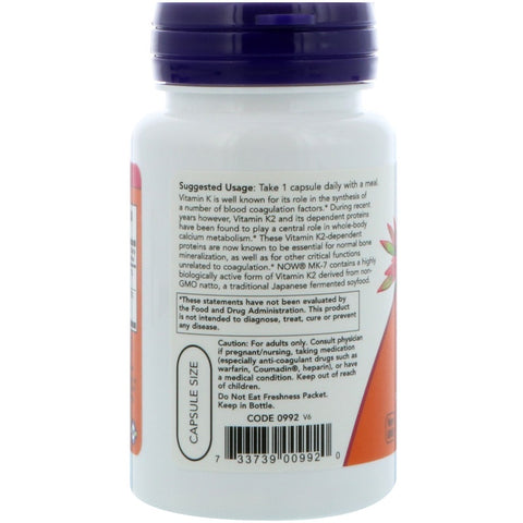 Now Foods - VITAMIN K-2 (MK7) 100 Mcg - 60 Capsules