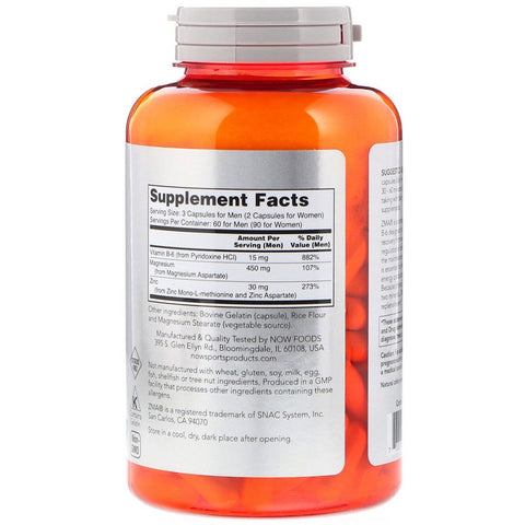 Now Foods - Sports, ZMA, Sports Recovery, 180 Capsules
