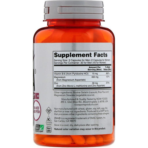 Now Foods - Sports, ZMA, Sports Recovery, 90 Capsules