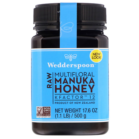 Wedderspoon - Raw Multifloral Manuka Honey, KFactor 12, 17.6 oz (500 g)