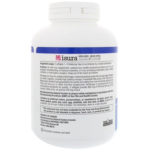 Natural Factors - RxOmega-3 & Flax Oil,  - 120 Softgels