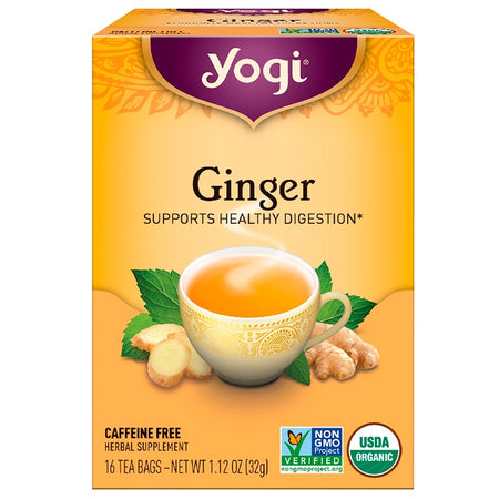 Yogi Tea - Organic Ginger, Caffeine Free, 16 Tea Bags, 1.12 oz (32 g)