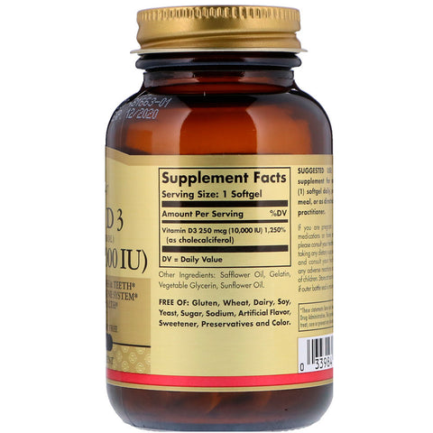 Solgar - Vitamin D3 (Cholecalciferol) 10,000 IU Softgels - 120 Softgels