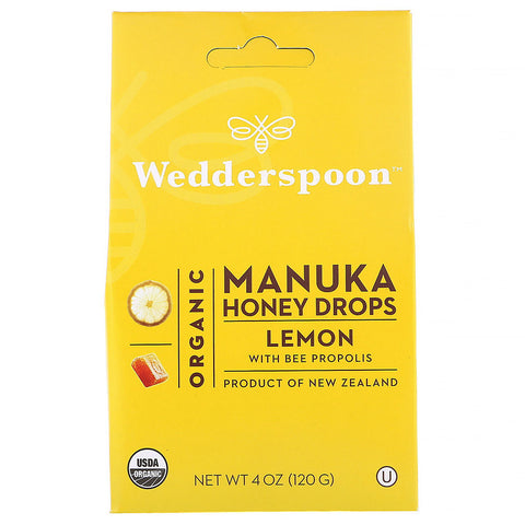 Organic Manuka Honey Drops, Lemon With Bee Propolis, 4 oz (120 g)