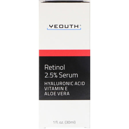 Yeouth - 2.5% Retinol Serum With Hyaluronic Acid, Vitamin E, Aloe Vera, 1oz