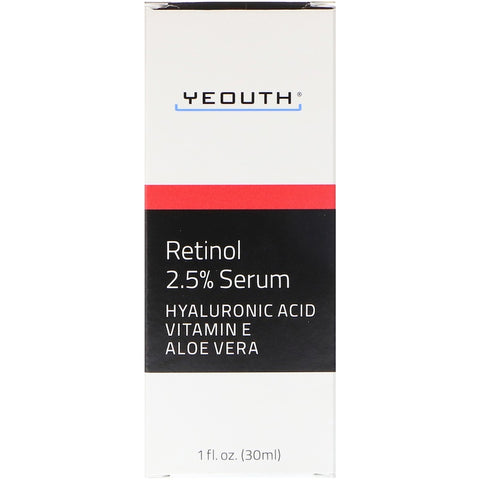 Yeouth - 2.5% Retinol Serum With Hyaluronic Acid, Vitamin E, Aloe Vera, 1oz