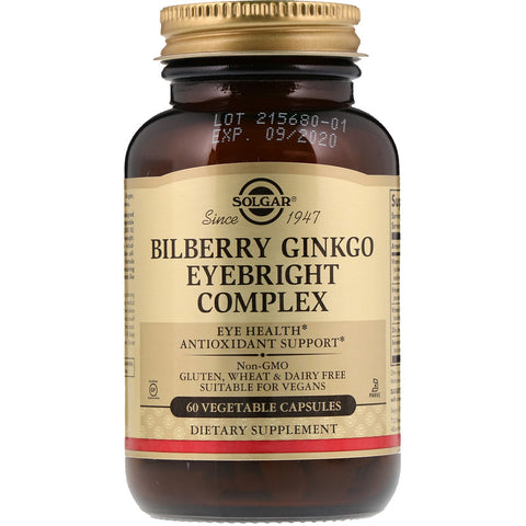 Solgar - Bilberry Ginkgo Eyebright Complex Plus Lutein Vegetable Capsules - 60 Capsules