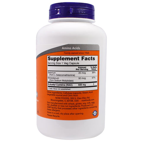 Now Foods - NAC-ACETYL CYSTEINE NAC, 600 mg, 250 Veg Capsules
